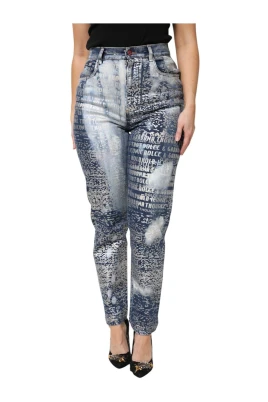 Logo Print High-Waisted Jeans