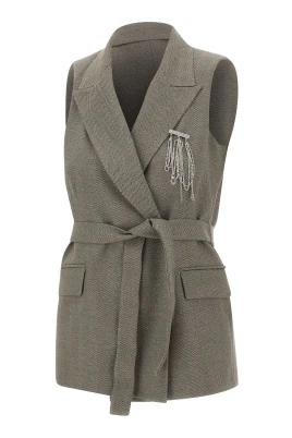 Chevron Vest with Belt