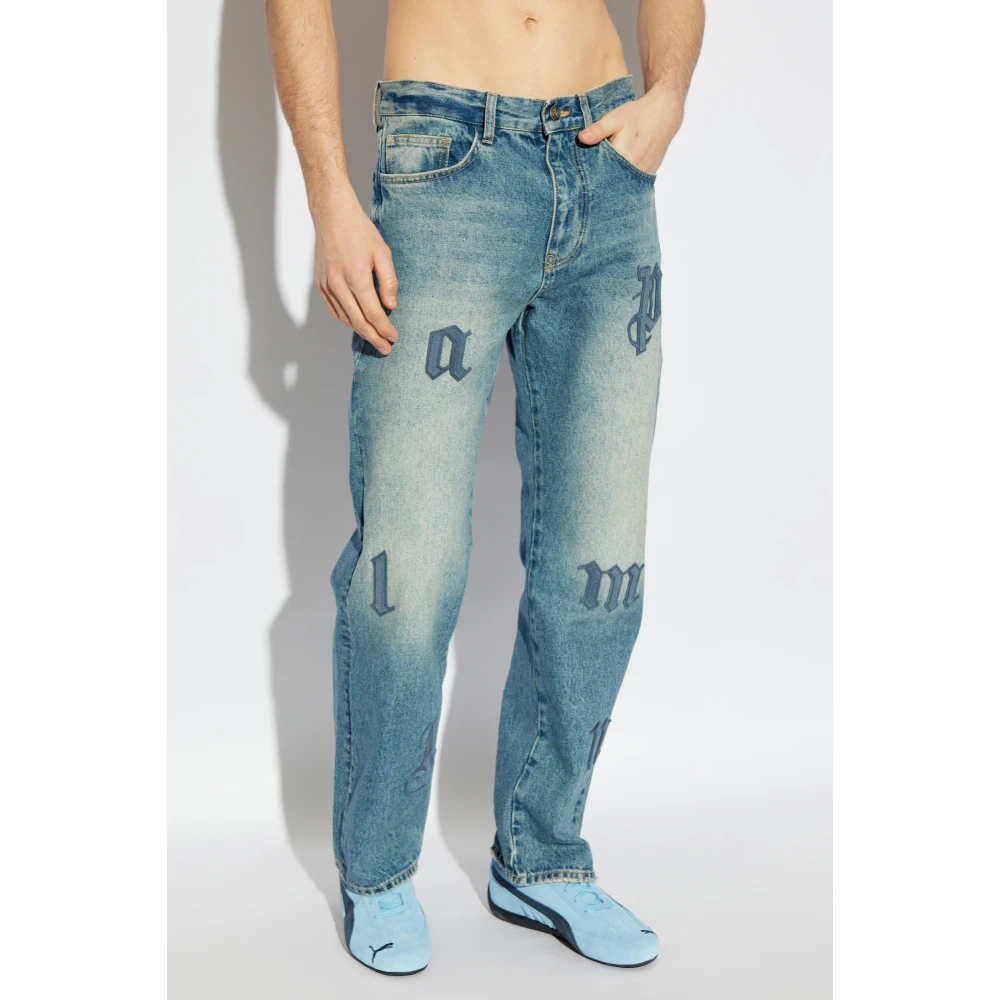 Palm Angels Jeans met logo Blue Heren