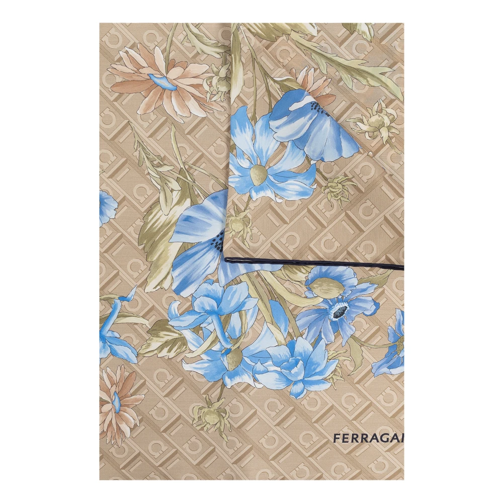 Salvatore Ferragamo Zijden sjaal met print Beige Dames
