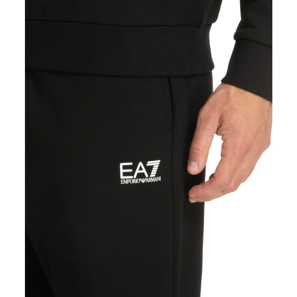 Emporio Armani EA7 Effen Tracksuit met Elastische Taille en Zakken Black Heren