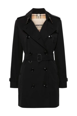 Svart bomulls gabardin trenchcoat