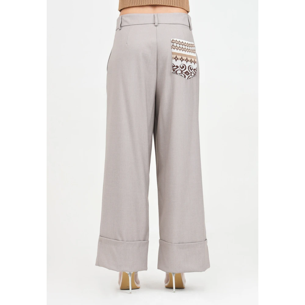 Akep Elegante Bootcut Grijze Broek Gray Dames