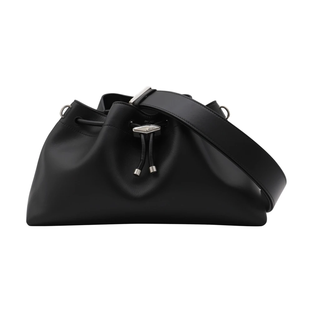 Jimmy Choo Zwarte Leren Slouch Tas met Diamant Plaque Black Dames