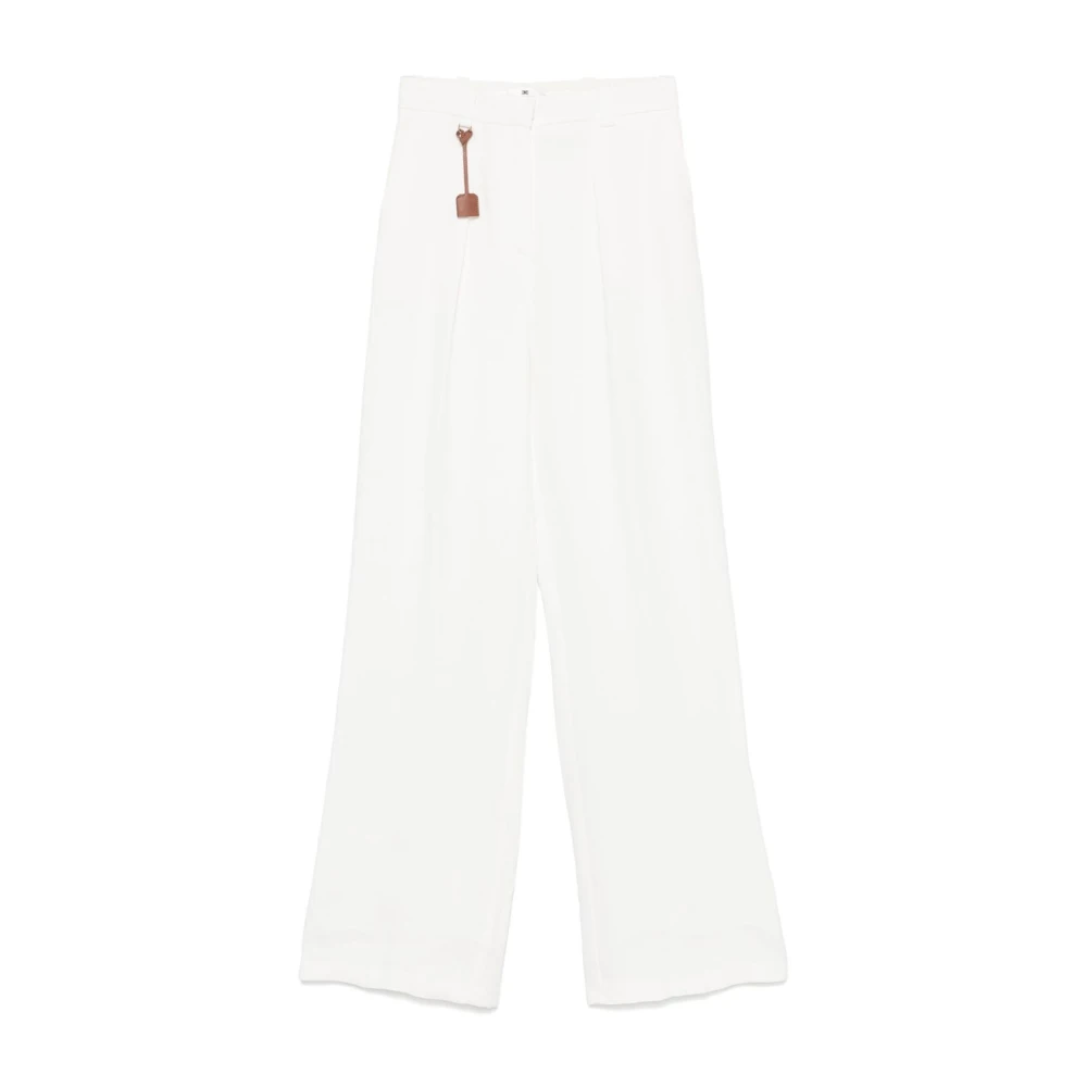 Elisabetta Franchi Ivoor Broek met Voorknoopsluiting Beige Dames