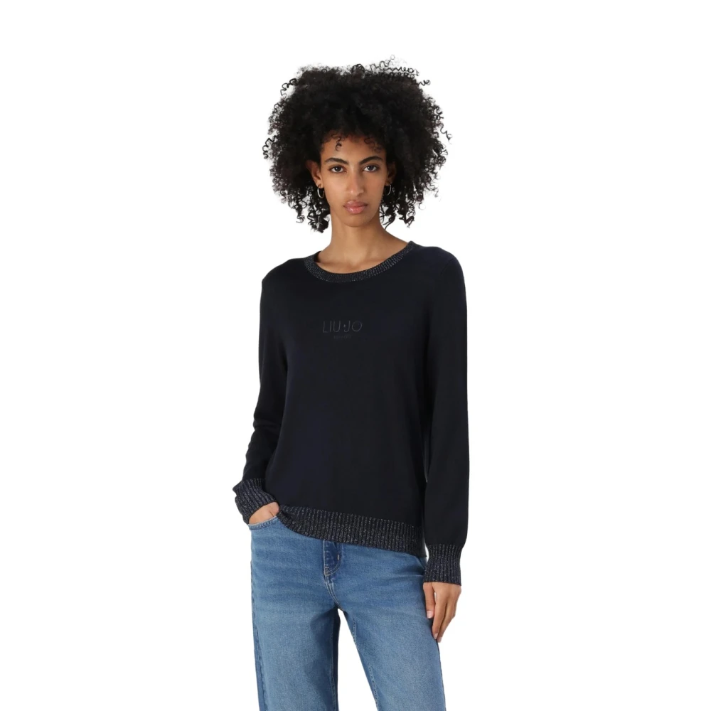 Liu Jo ECS Gesloten Gebreide Trui met Lurex Black Dames