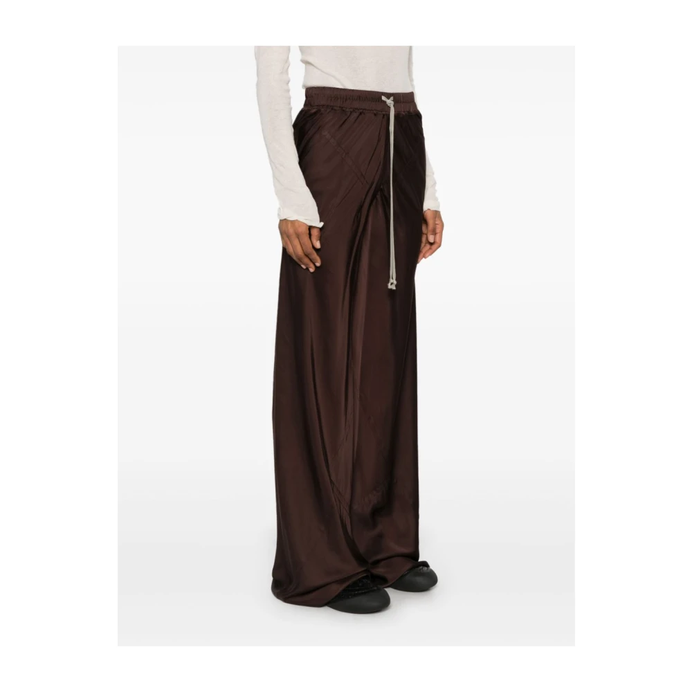 Rick Owens Wide Leg Satin Broek Brown Dames