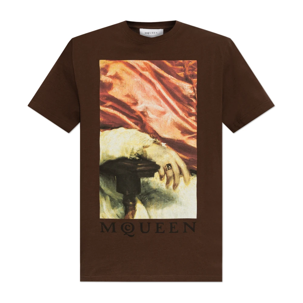 Alexander mcqueen T-shirt met print Brown Heren