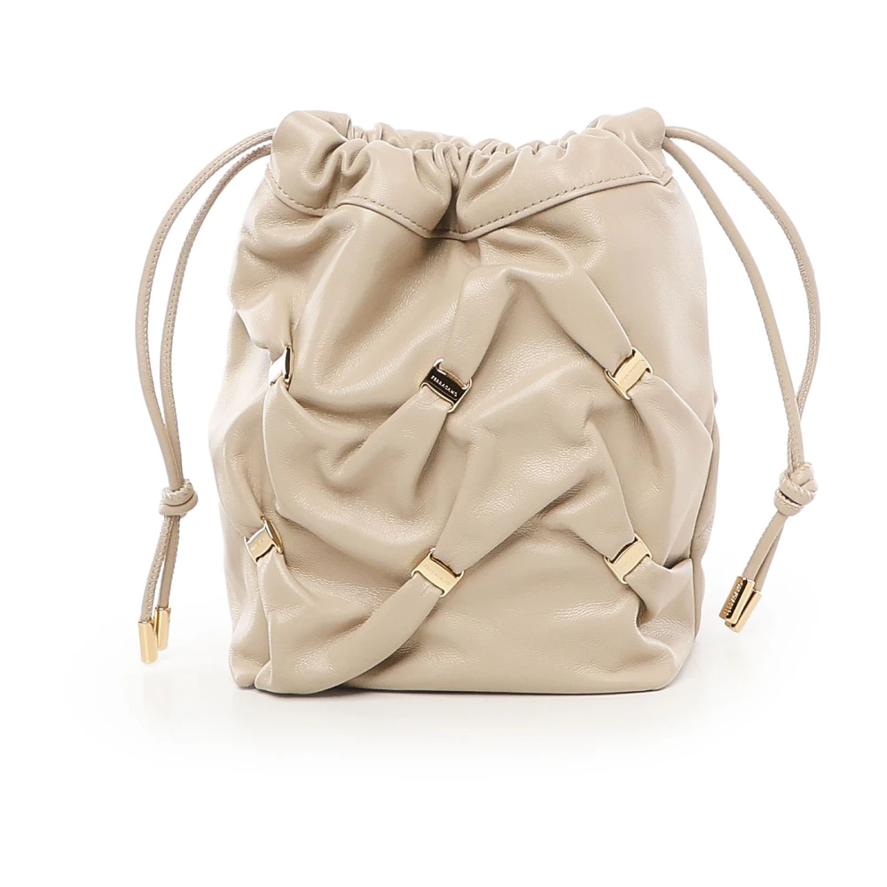 Salvatore Ferragamo Beige Bucket Tas met Trekkoordsluiting Beige Dames