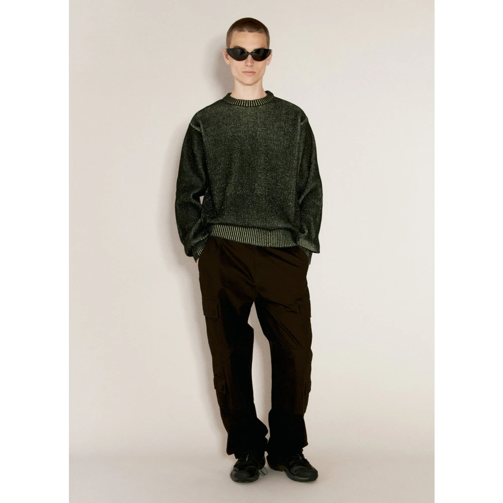 Gr10K Gezellige Crewneck Gebreide Trui Green Heren