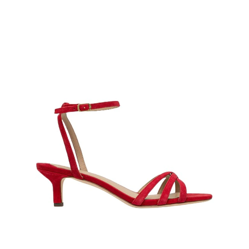 Ralph Lauren Women's Red Kendyl Kitten-Heel Suede Sandal