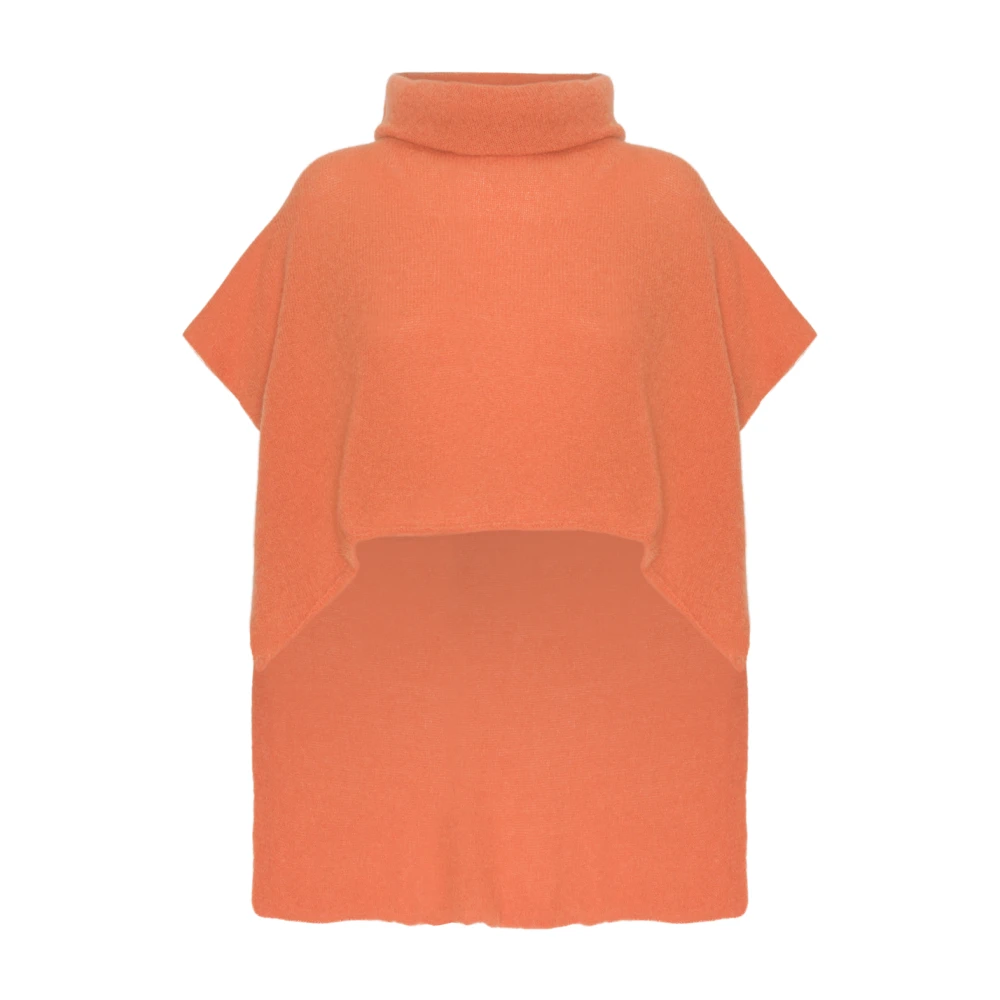 American Dreams Elegante Mouwloze Poncho Burnt Orange Dames