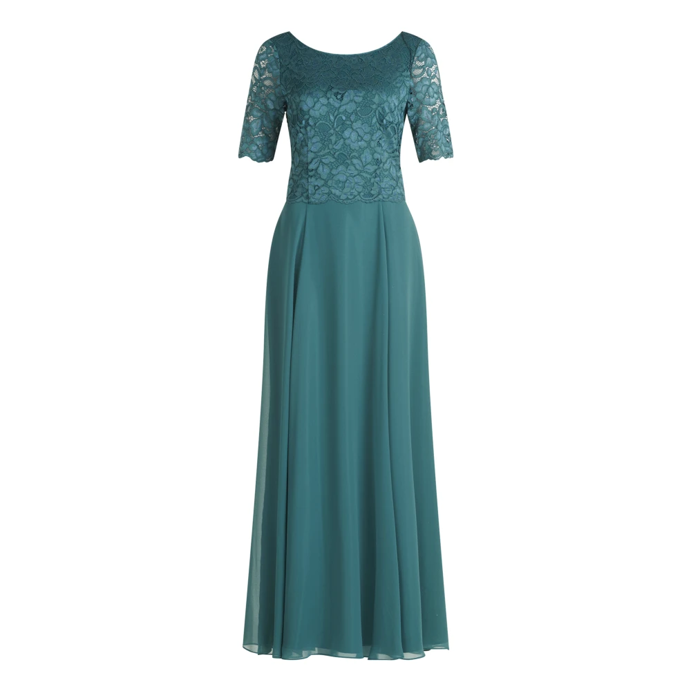 Vera Mont Kanten en chiffon cocktailjurk Green Dames