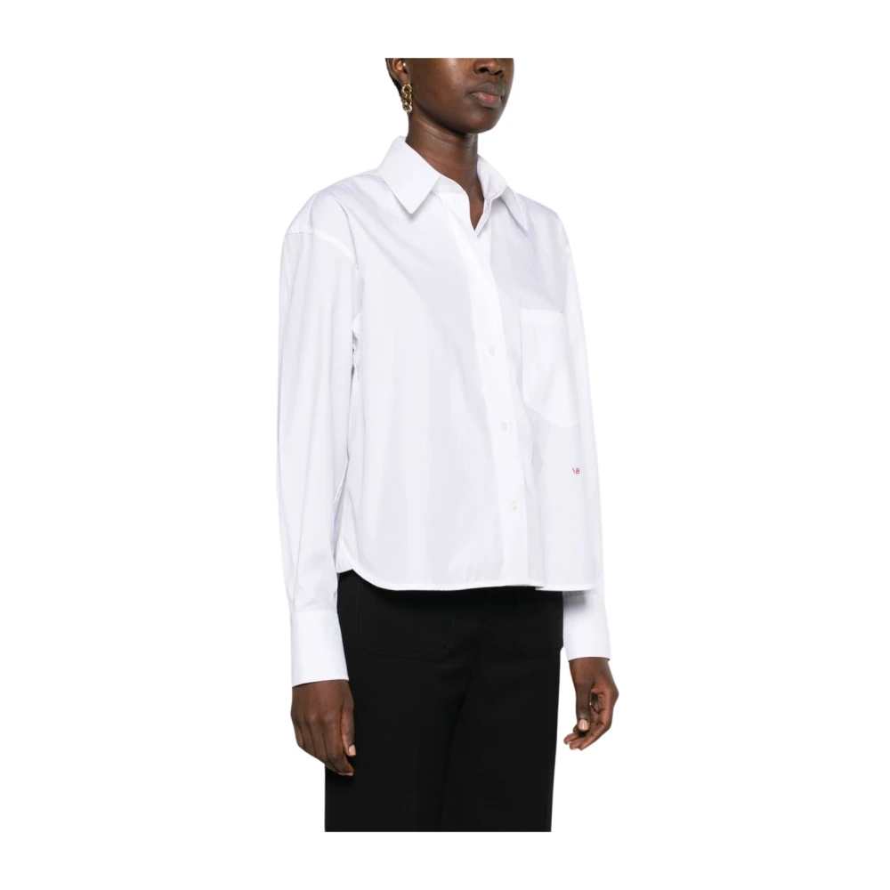 Victoria Beckham Witte Shirt met Geborduurd Logo White Dames