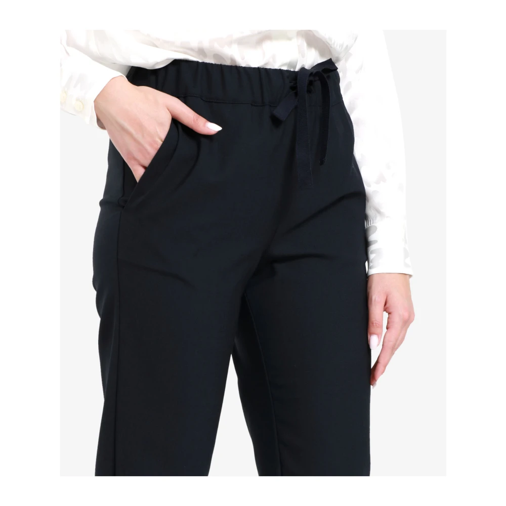 Semicouture Blauwe Wollen Broek Klassieke Enkel Lengte Blue Dames