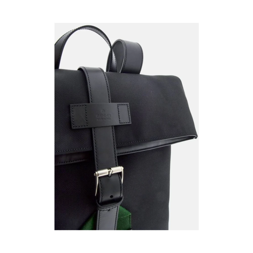 Gucci Zwarte Tribanda Rugzak met Leren Banden Black Unisex