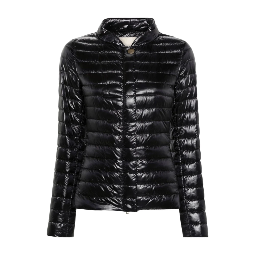 Herno Femme Noir Vestes, Taille: 44 Fr Manteau Matelassé Avec Col Montant