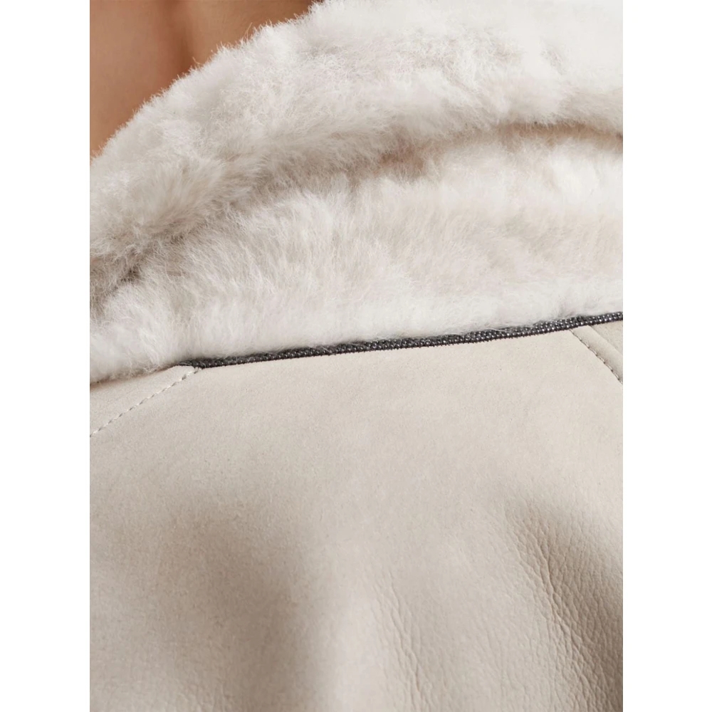 BRUNELLO CUCINELLI Omkeerbare Beige Jas met Hoornknopen Beige Dames