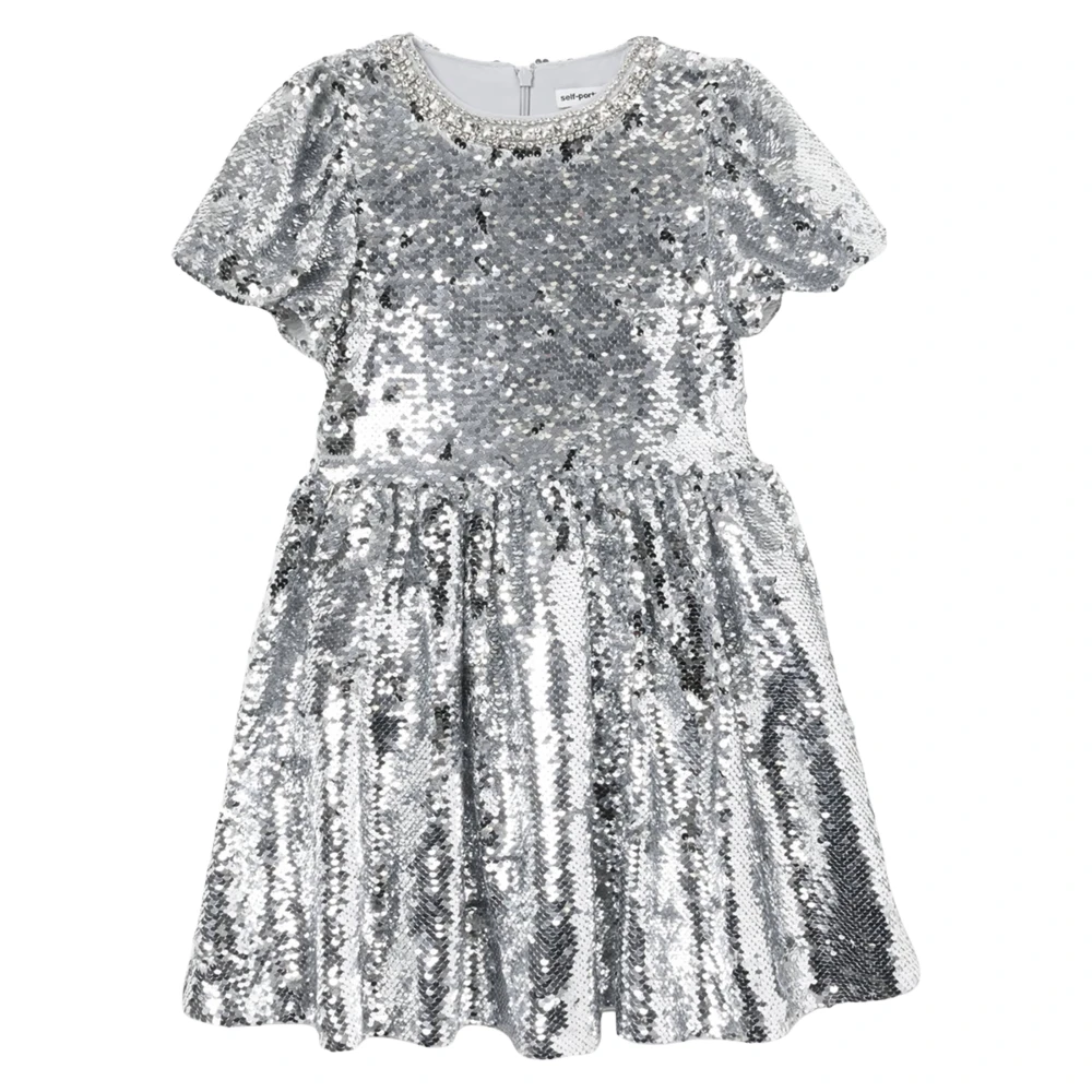 Self Portrait Rs26 Sequin Dress - Female - Kids Occasion Wear - Gray - 7 Y - Kids