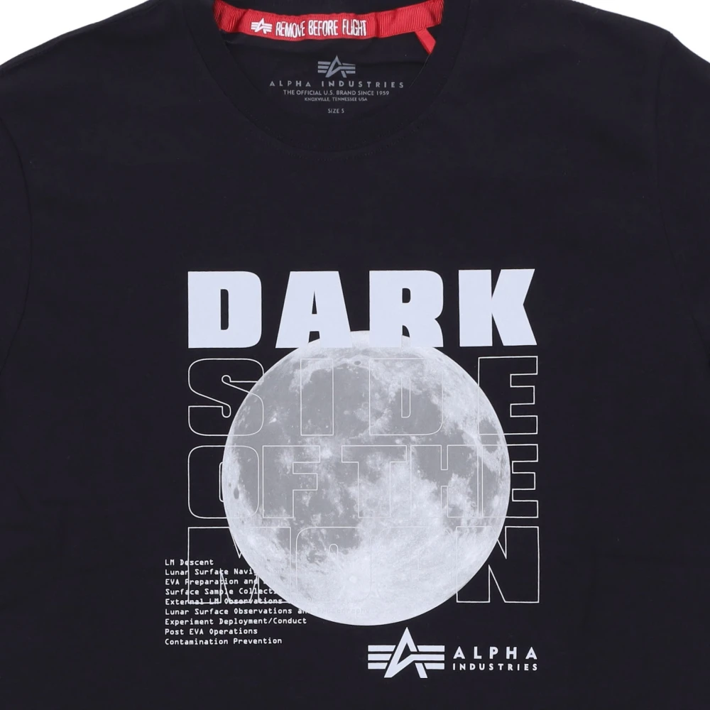 alpha industries Reflecterende Zwarte Tee met Nasa Patch Black Heren