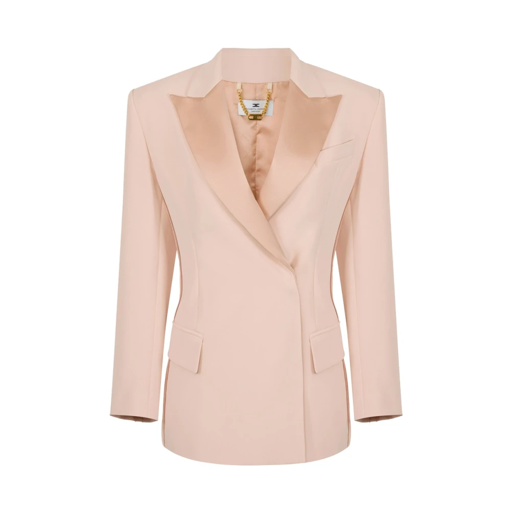 Elisabetta Franchi Women's Beige Blazers, S, Blazer Doppiopetto In Crêpe Leggero