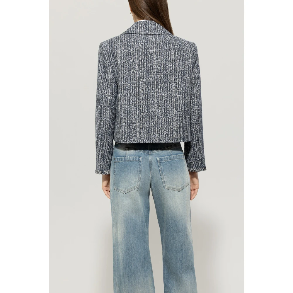 LUISA CERANO Korte jas met visgraatpatroon Blue Dames