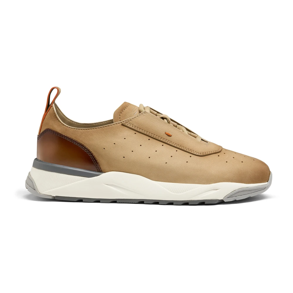 Santoni Men's Beige Leather Sneaker