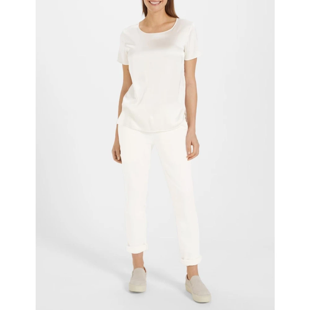 Juvia Viscose Ronde Hals Korte Mouw T-shirt Beige Dames