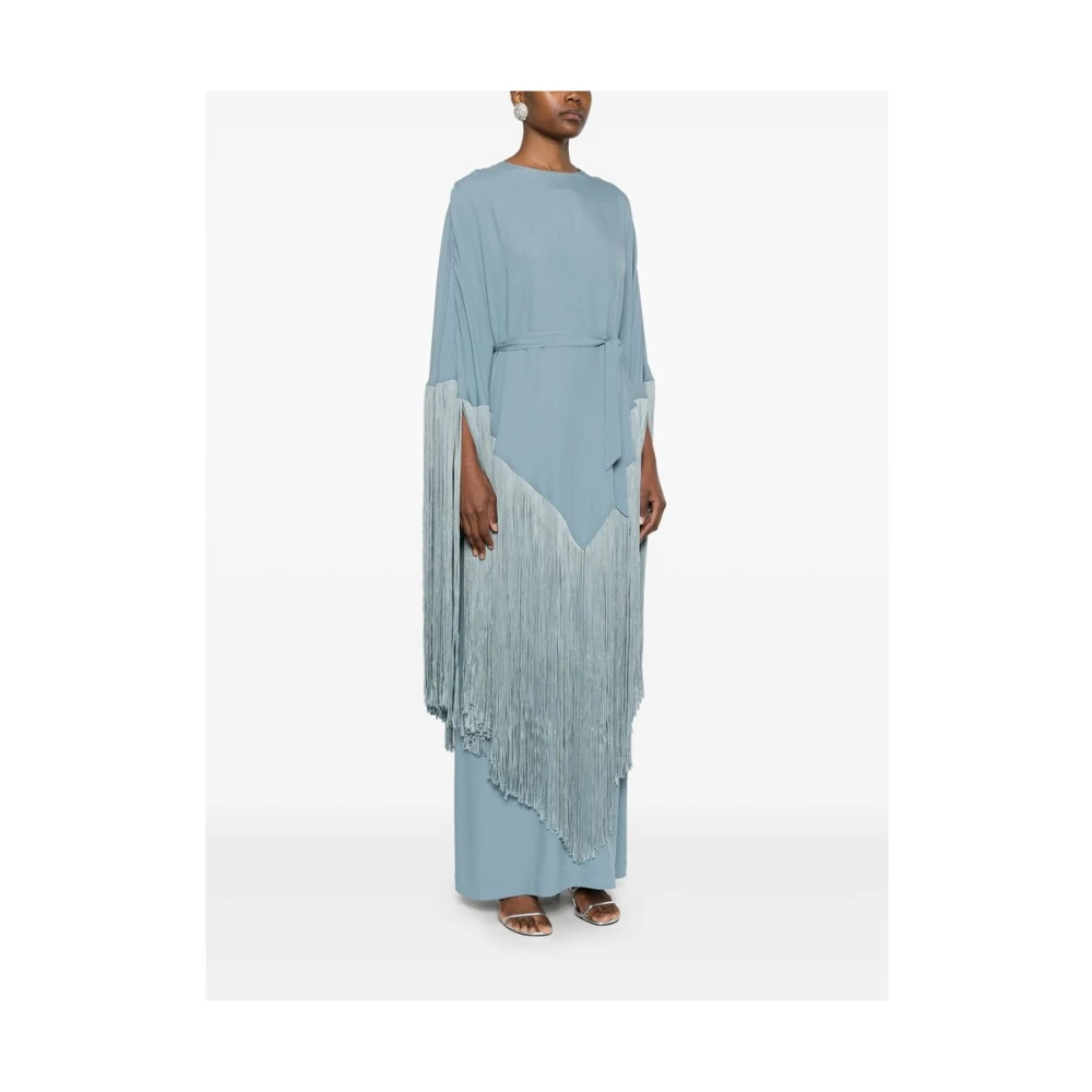 Taller Marmo Groen Aqua Cape Mouw Franje Jurk Blue Dames