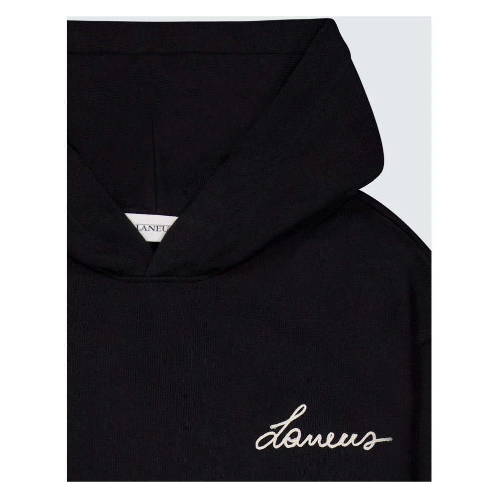 Laneus Boxy hoodie met logo borduurwerk Black Unisex