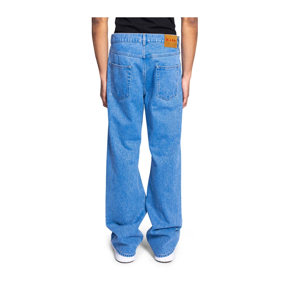 Marni Blauwe Wide-Leg Denim Jeans Blue Heren