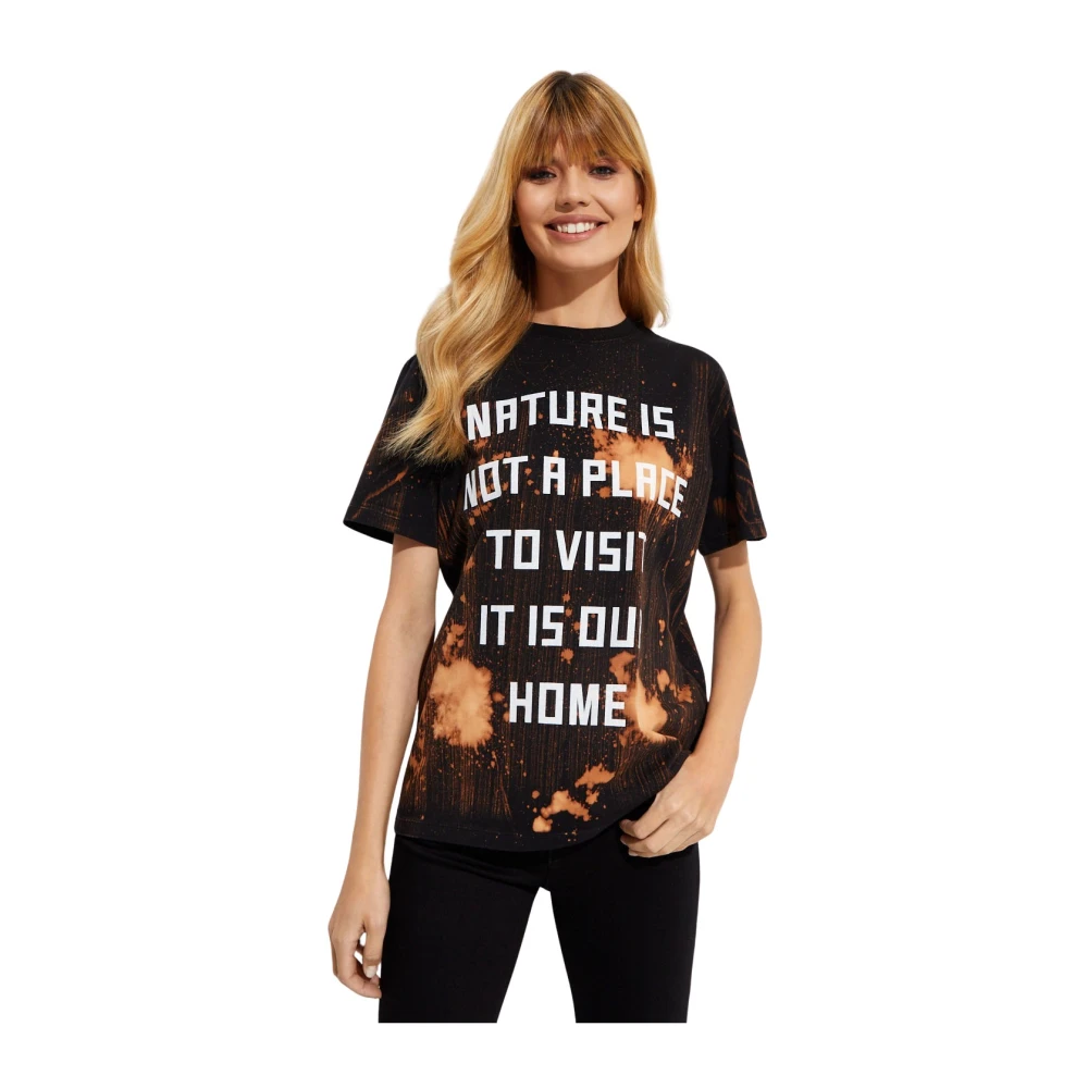 Golden Goose Tie Dye T-shirt med Tryckt Text Black, Dam