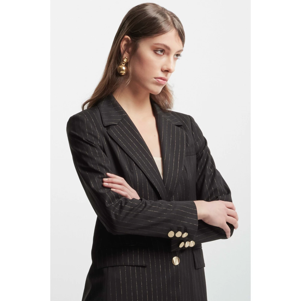 Kocca Gestreepte Elegante Damesjas Black Dames