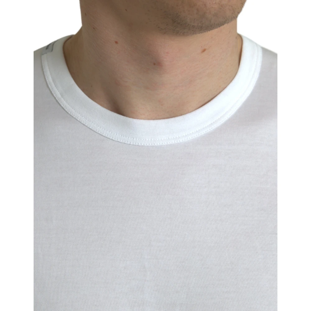 Dolce & Gabbana Wit Logo T-shirt met ronde hals en korte mouwen White Heren