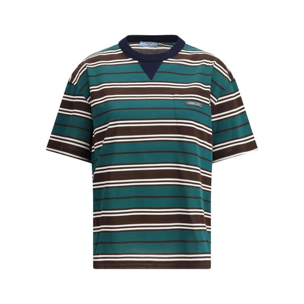 Prada Gestreept korte mouw Tee Multicolor Dames