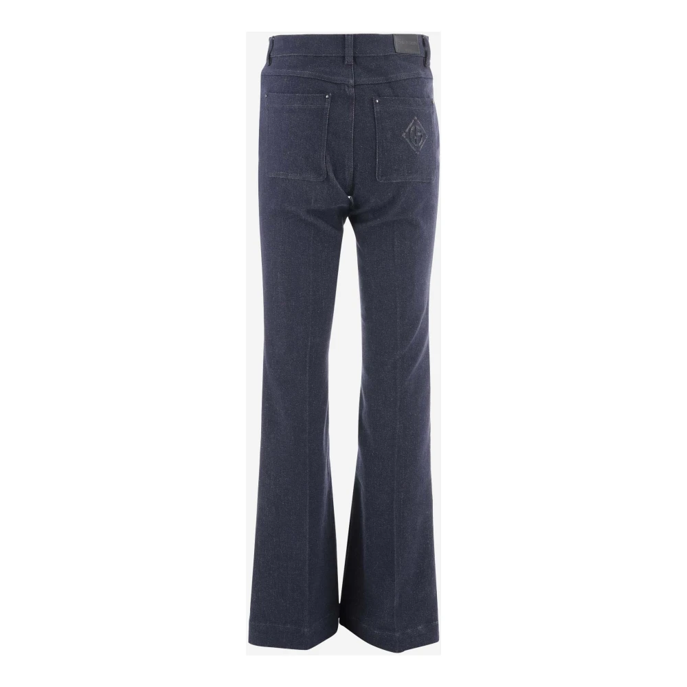 Giorgio Armani Flared denim jeans met logodetail Blue Dames