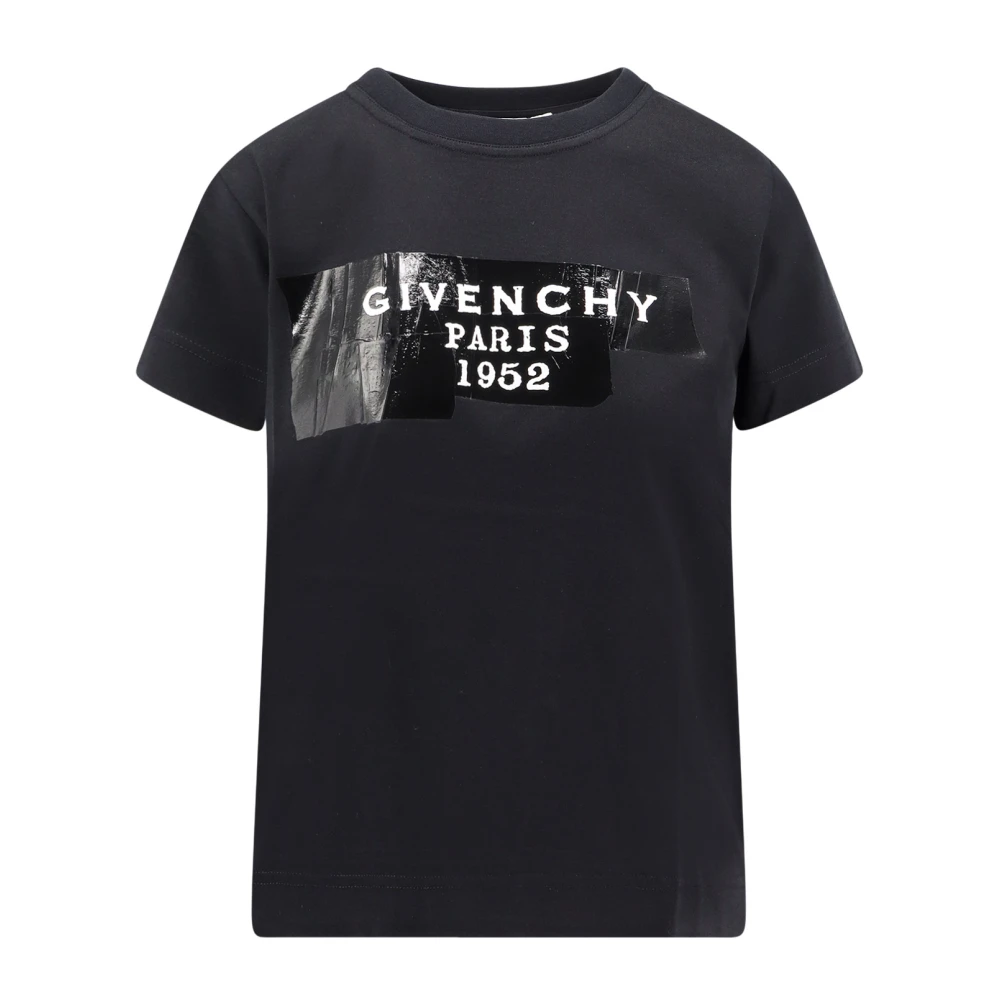 Givenchy Women's Black T-Shirts, S, Logo Patch Crew-Neck T-Shirts