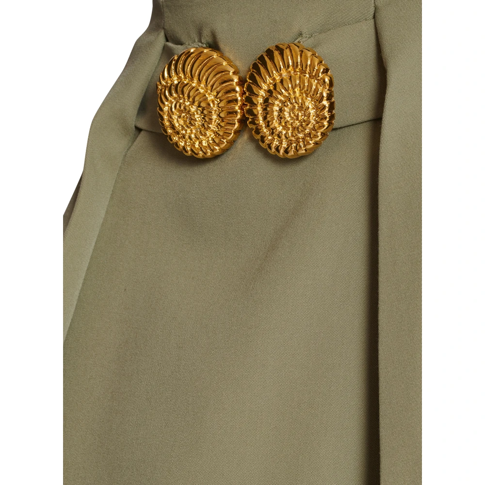 Balmain Korte geplooide rok in grain de poudre Green Dames