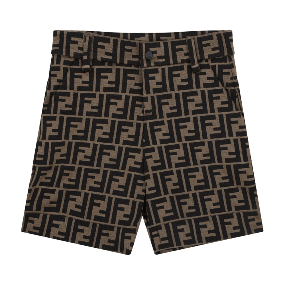 Fendi Boys Brown Logo Print Jersey Shorts - Shorts - 8 Y - Kids
