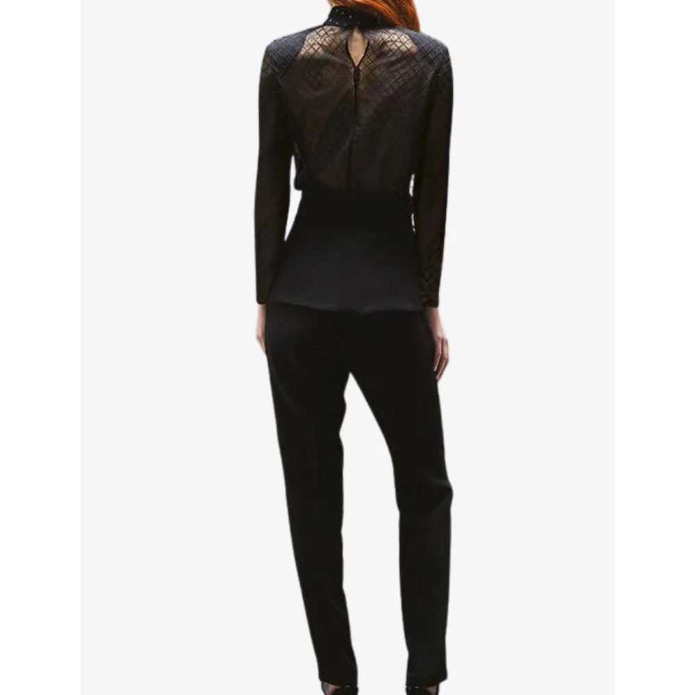 Nenette Geborduurde Tule Blouse Black Dames