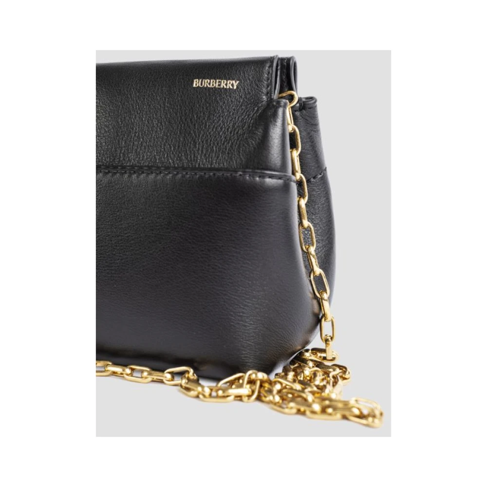 Burberry Zwarte leren ketting Clutch tas Black Dames