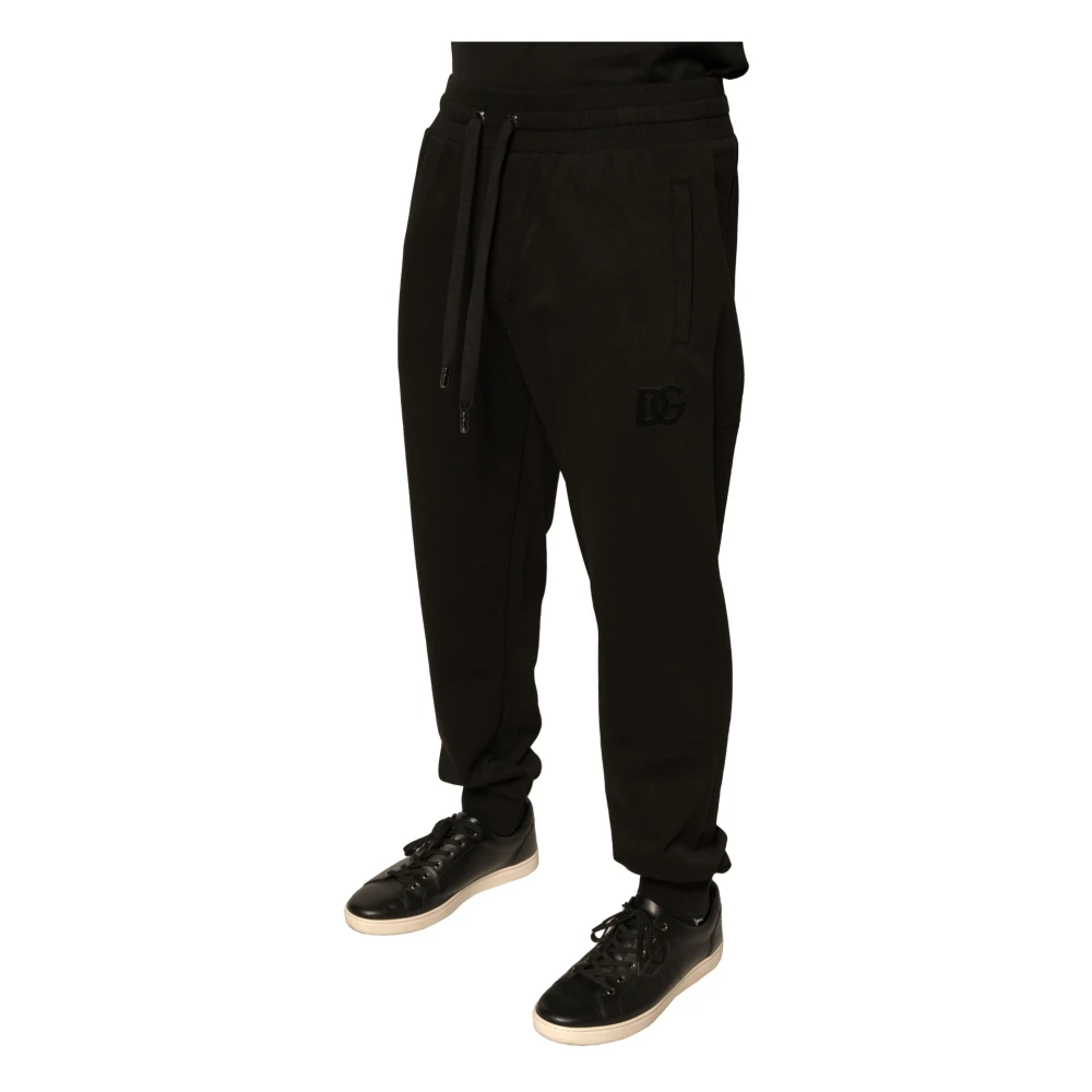 Dolce & Gabbana Zwarte Katoenen Jogger Sweatpants met Logo Black Heren
