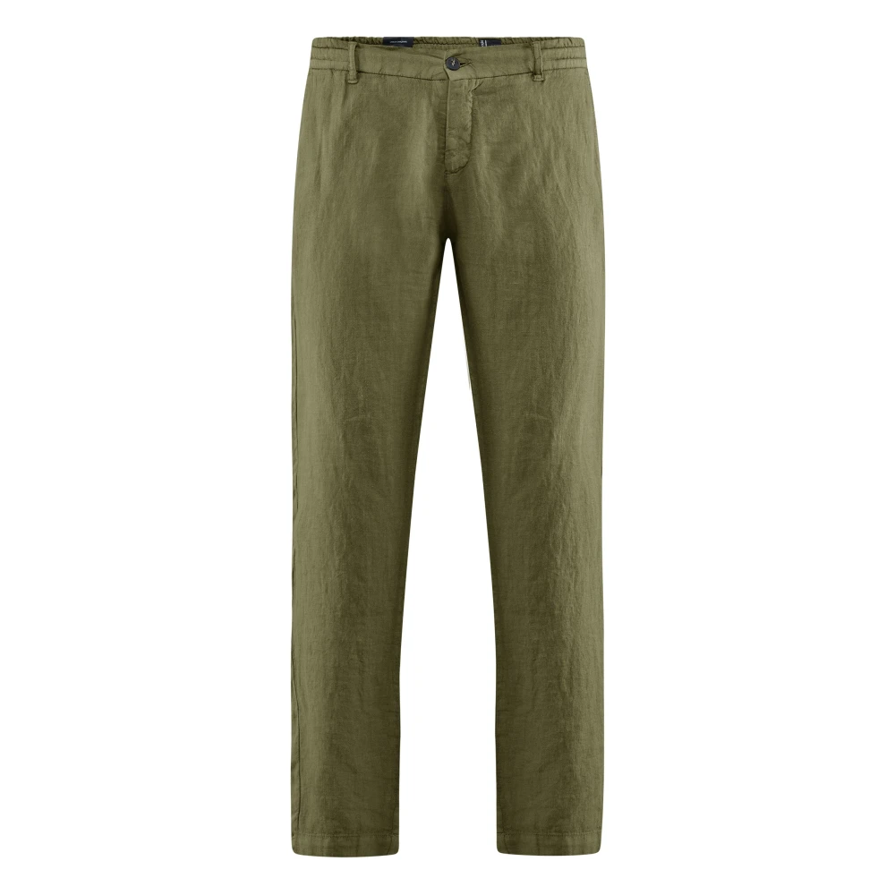 Bomboogie Uomo Verde - Pantaloni In Lino Jogger Fit - Trousers - W36