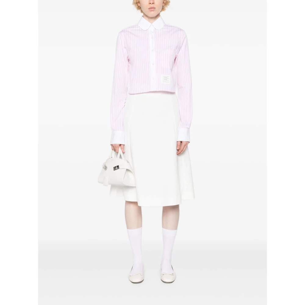 Thom Browne Roze Universiteit Streep Logo Shirt Pink Dames