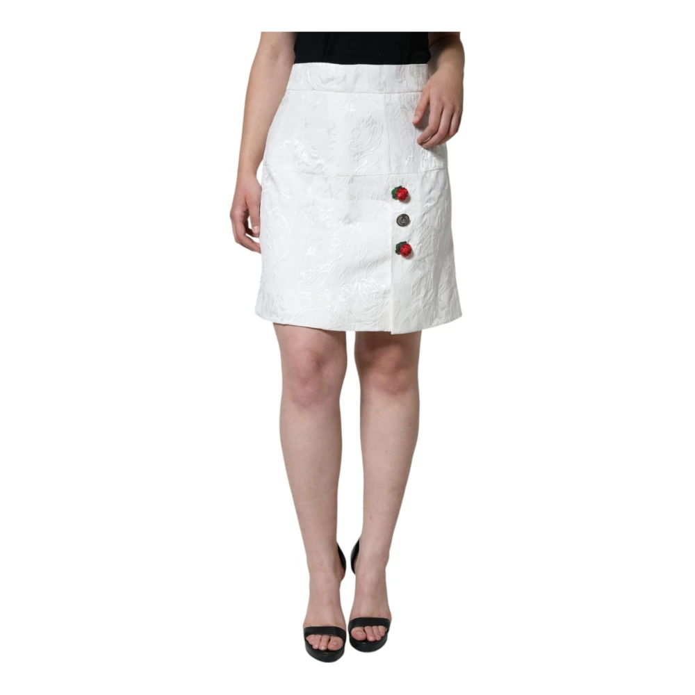 Dolce & Gabbana Women's White Floral Brocade High-Waist Mini Skirt - Short Skirts - L - Skirts