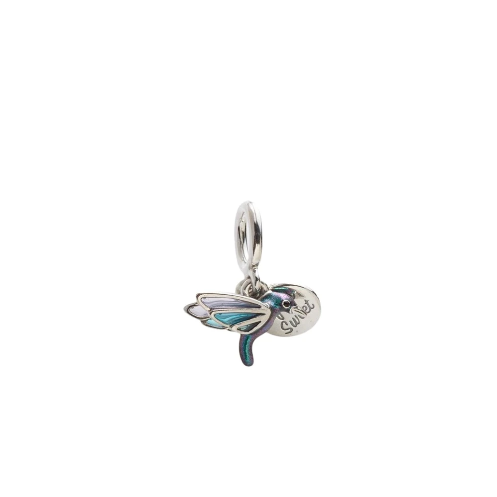 Pandora , Necklaces, Female, Gray, One Size, Hummingbird Double Dangle Charm