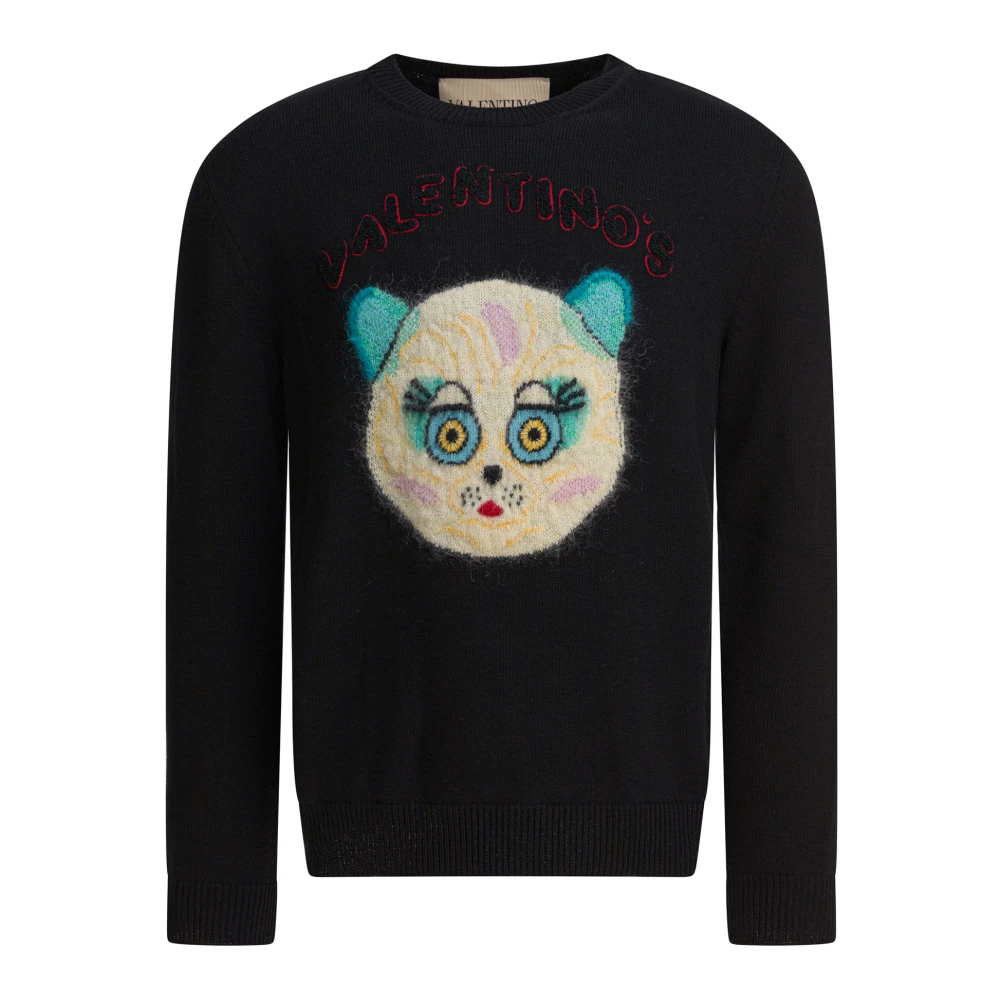 Valentino Black Round-Neck Knitwear, Male, L, Knitwear For Men Aw25