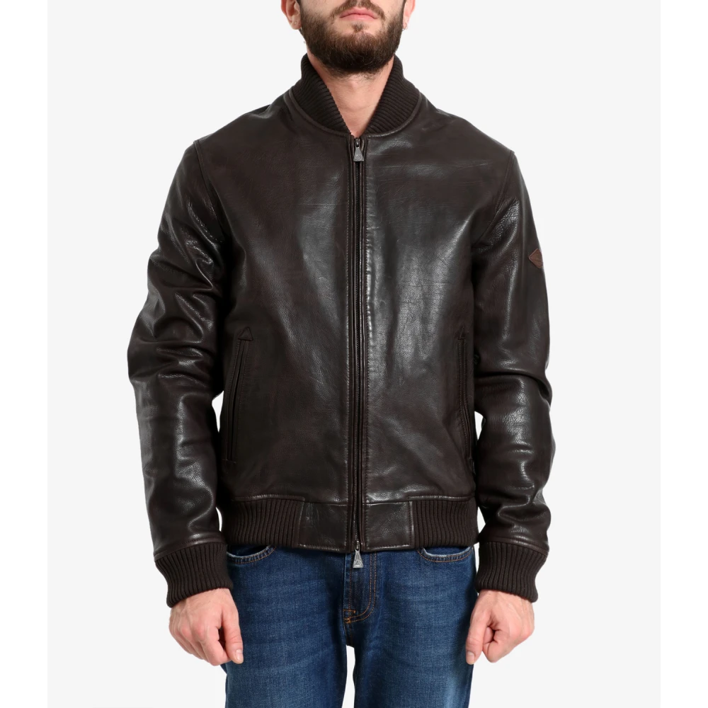 Roy Roger's Donkerbruine leren jas Vintage stijl Brown Heren