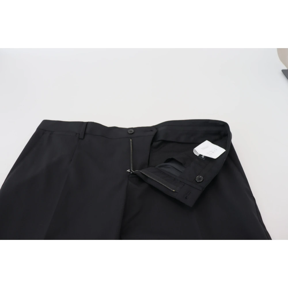 Dolce & Gabbana Elegante Zwarte Wollen Broek Black Heren