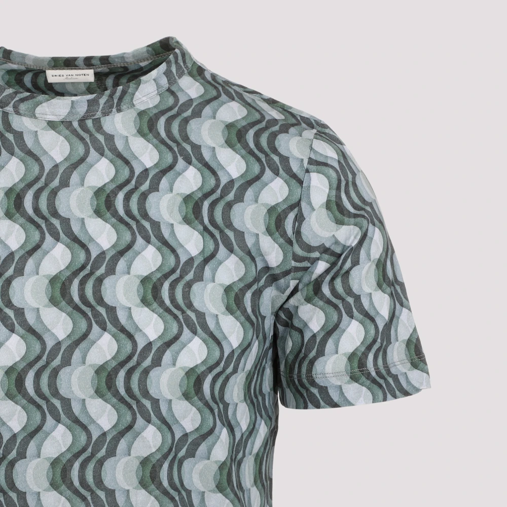 Dries Van Noten Groen Geometrisch Patroon T-Shirt Multicolor Heren